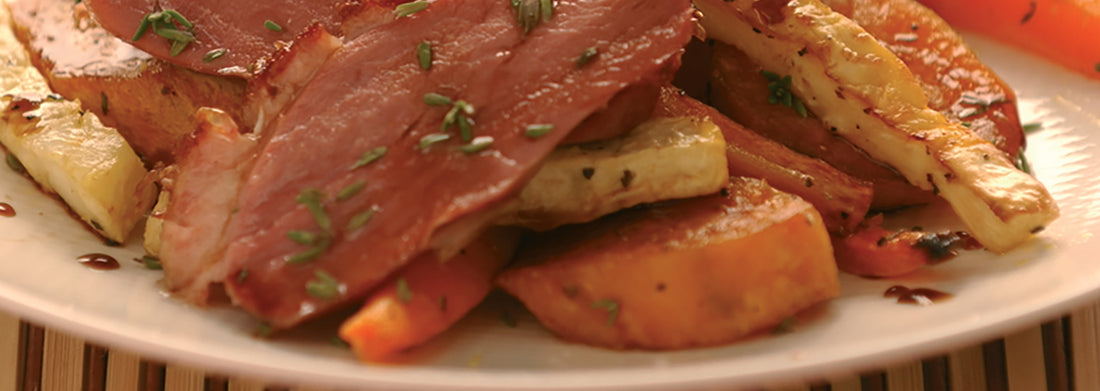 Warm duck salad with winter vegetables