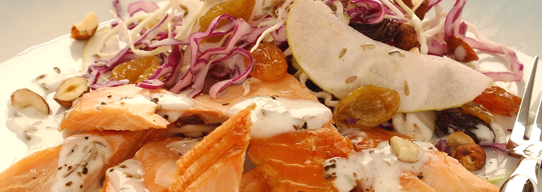 Roast Smoked Salmon with Winter Colseslaw