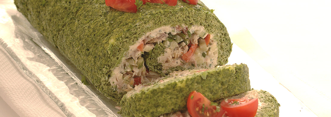 Watercress, Rocket and Mackerel Roulade