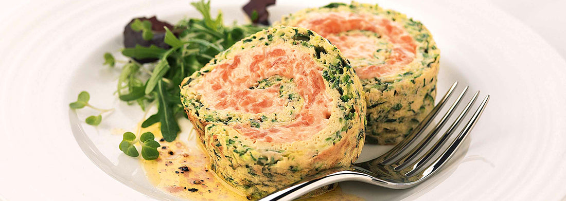 Courgette Herb and Smoked Salmon Roulade