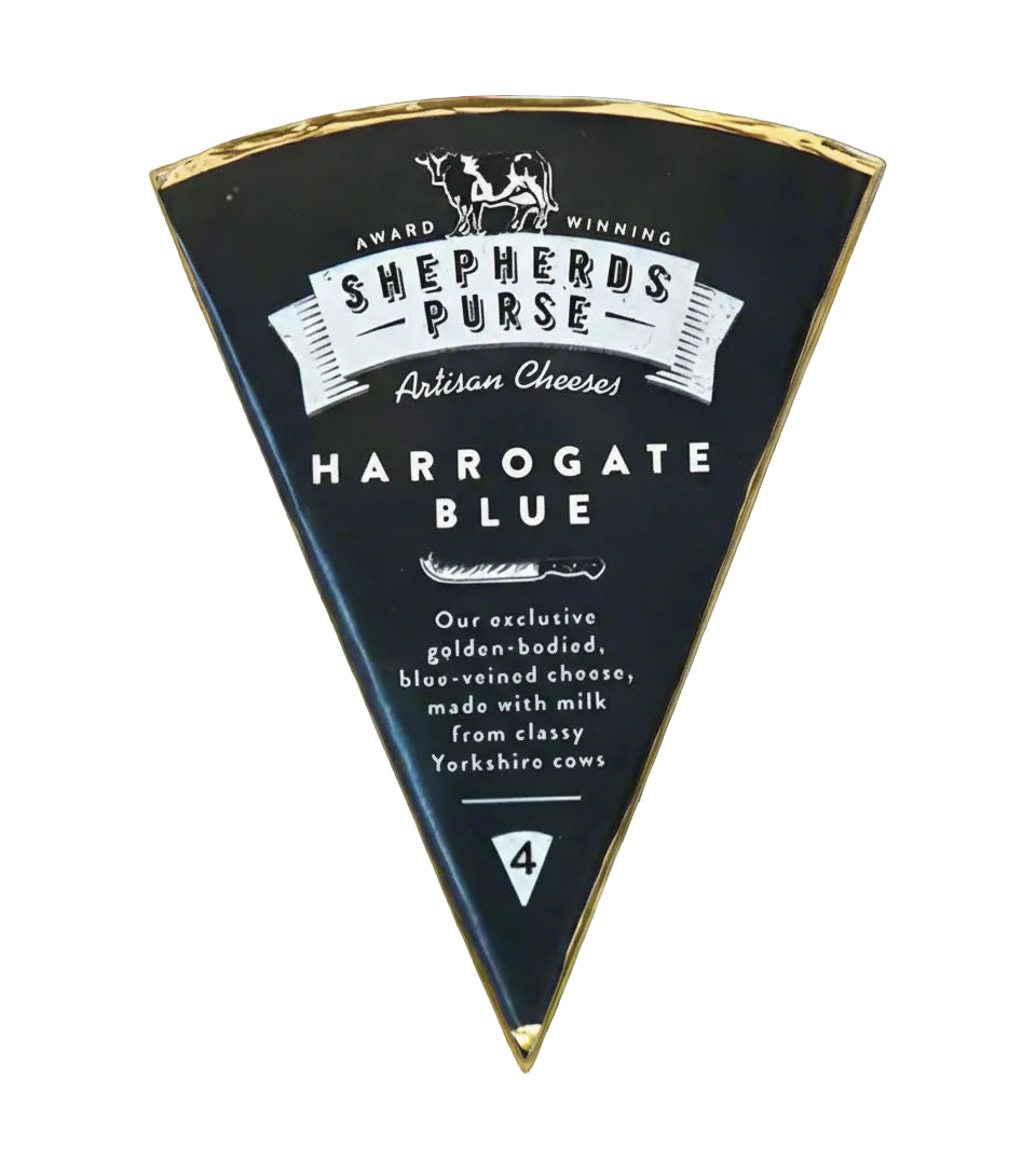 Shepherd's Purse Harrogate Blue cheese packaging on a white background